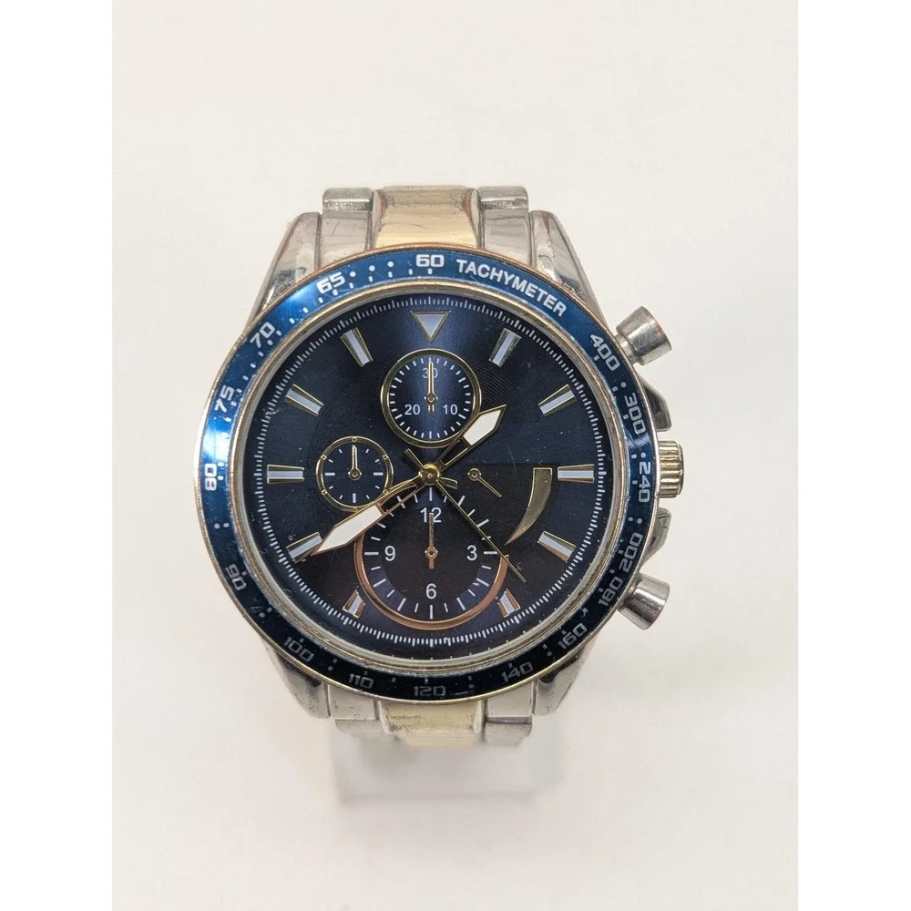 FMD Mens Watch 44mm Blue Dial‎ Silver Tachymeter Chronograph FMD 1803 Bracelet